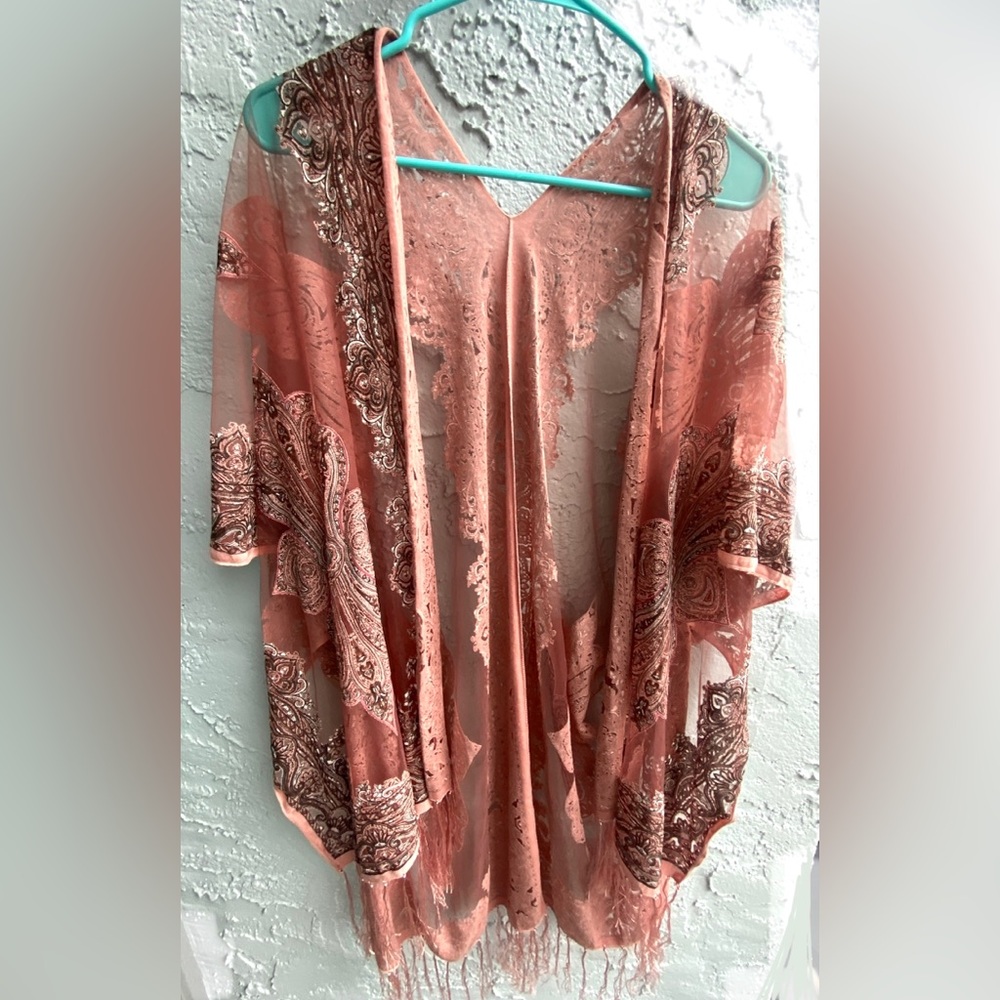Kimono with mauve delicate print one size